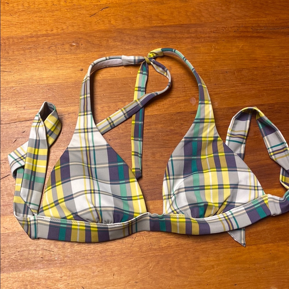 Victoria's Secret Plaid Bikini Top - Yellow, Green, Blue, Gray
